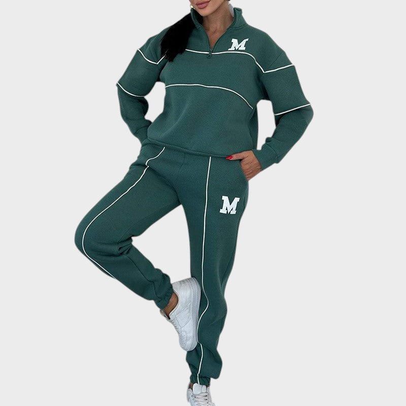 Marcela ™ ｜Lätt set av 2 delar med hoodie och linjedetaljer