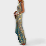 Augustína ™ ｜Plyschklänning med V-ringning och paljettdekorationer