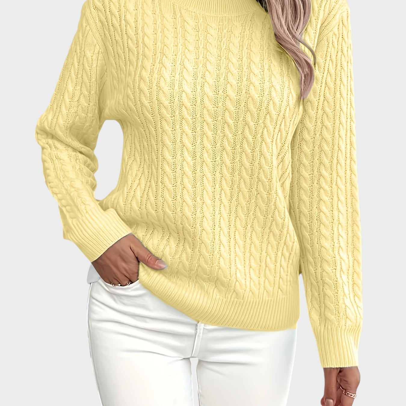 Jana™ ｜Damsk stickad tröja med flätmönster 