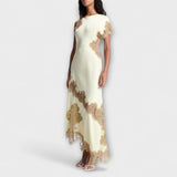 Margaret ™ ｜Maxiklänning med satin- och spetsdetaljer