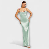 Eira ™ ｜ Utsmyckad sidentklänning med knytning i ryggen