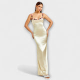 Eira ™ ｜ Utsmyckad sidentklänning med knytning i ryggen