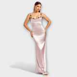 Eira ™ ｜ Utsmyckad sidentklänning med knytning i ryggen