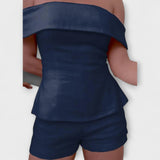 Olivia ™ ｜Vit bomull- och linne-set i två delar