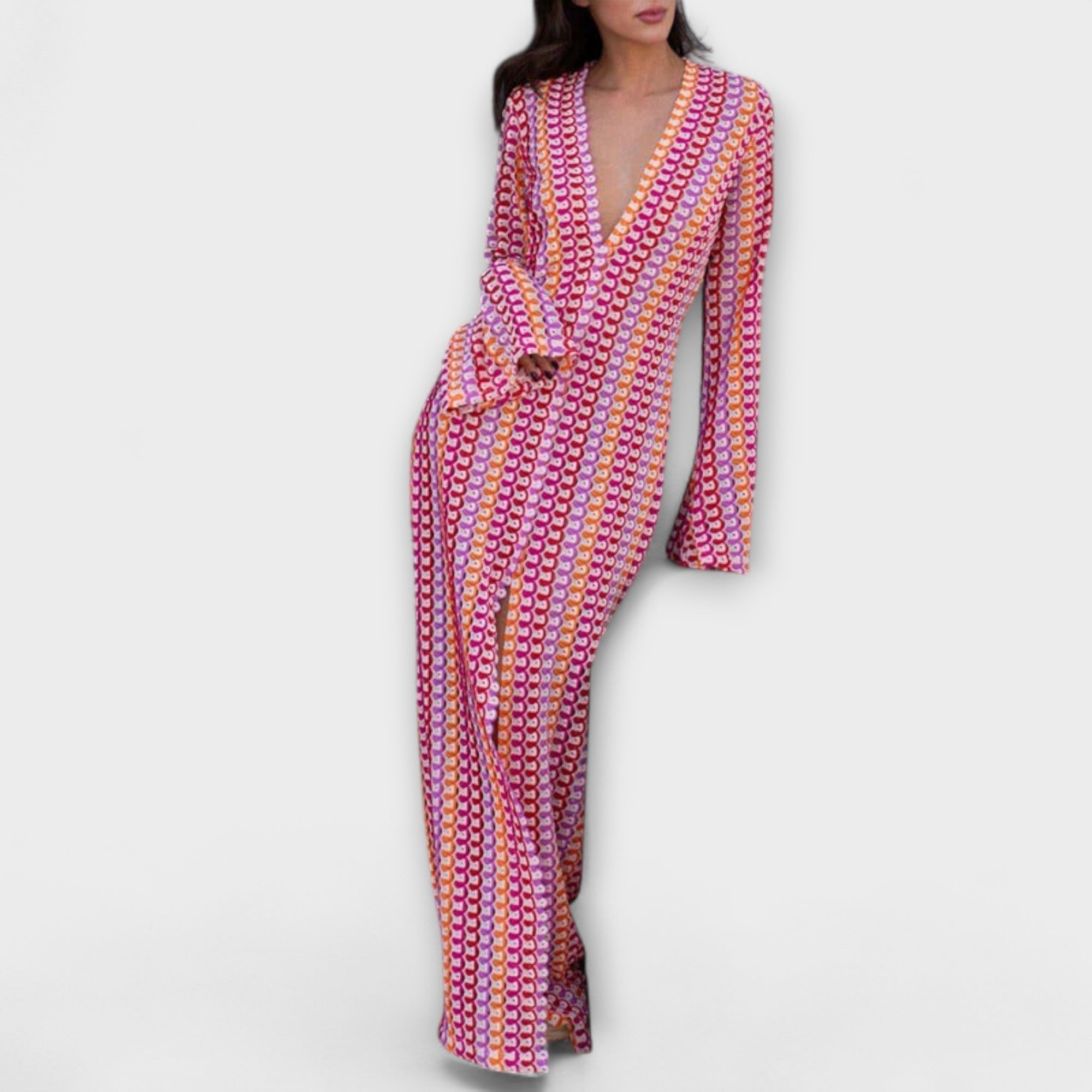 Elina ™ ｜ Maxiklänning med V-ringning och semesterkänsla 