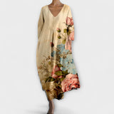 Fiona ™ ｜ Långa, färgglada klänningar med V-urringning