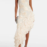 Karen ™ ｜ Maxi klänning med blommiga applikationer