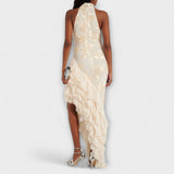 Karen ™ ｜ Maxi klänning med blommiga applikationer