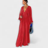 Evka ™ ｜Eleganta plisserade klänningar med långa ärmar