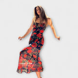 Etela ™ ｜Bodycon-klänning med axelband och blommönster 