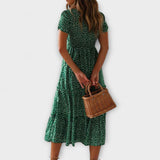 Editka ™ ｜Vintage blommönster Puffärmad Maxiklänning