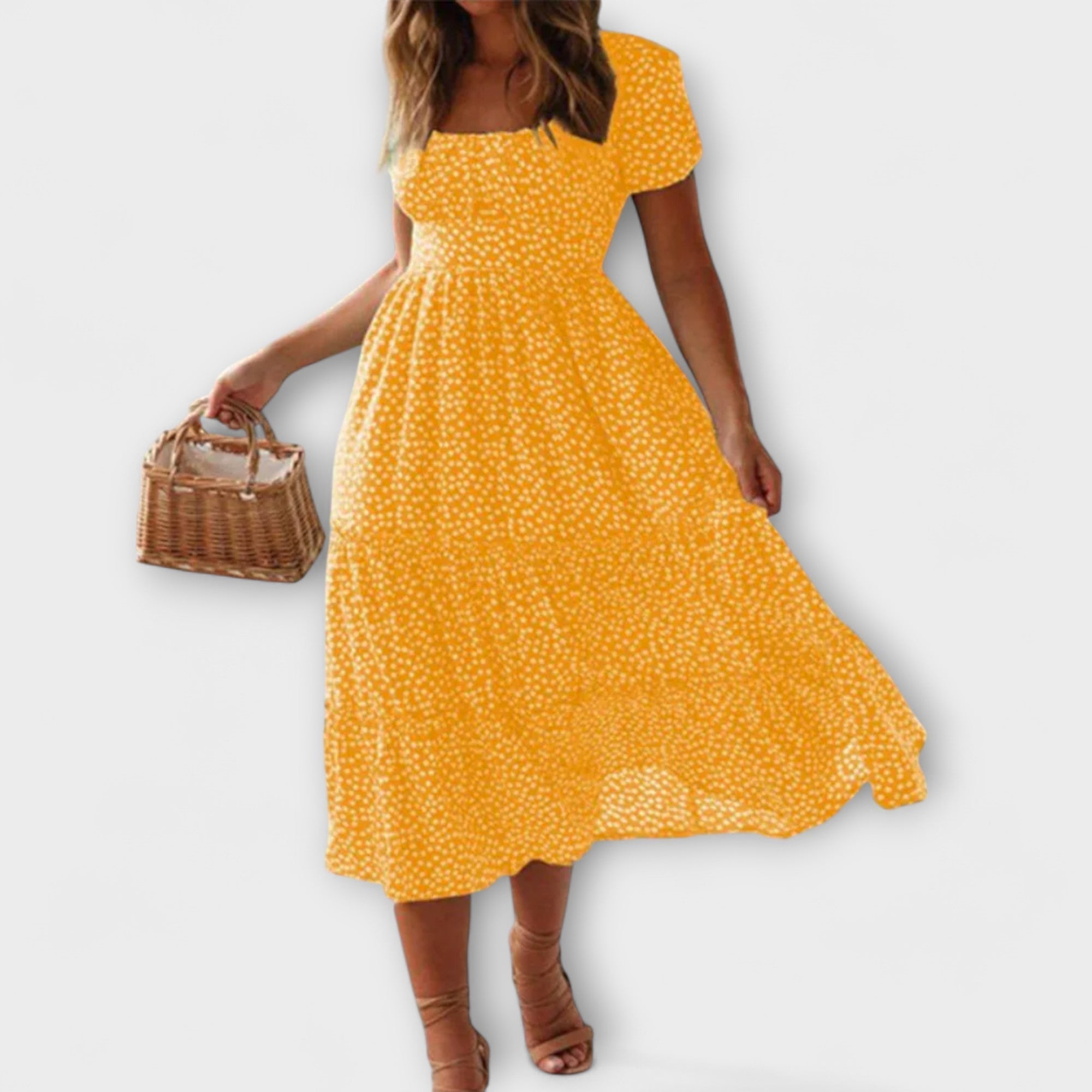 Editka ™ ｜Vintage blommönster Puffärmad Maxiklänning