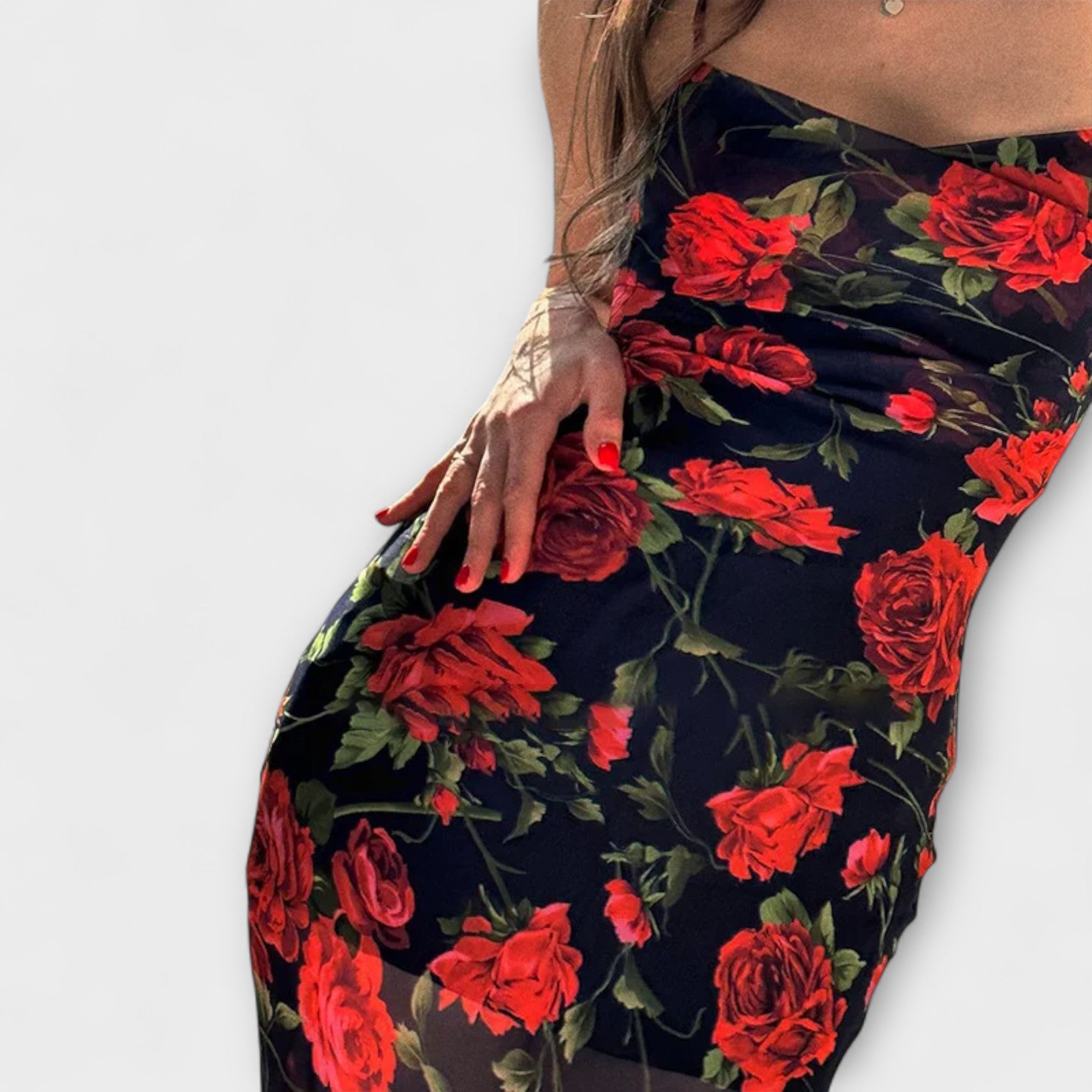 Etela ™ ｜Bodycon-klänning med axelband och blommönster 