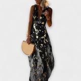 Augustína ™ ｜Plyschklänning med V-ringning och paljettdekorationer