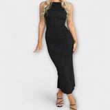 Eunika ™ ｜Stilrena ärmlösa smala långa klänningar