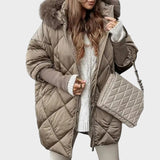 Denisa™ ｜Dams midi parka med stickade ärmar 