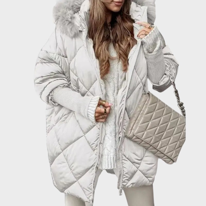 Denisa™ ｜Dams midi parka med stickade ärmar 