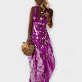 Augustína ™ ｜Plyschklänning med V-ringning och paljettdekorationer