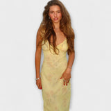 Evka ™ ｜Kryptografisk blommönster maxi klänning