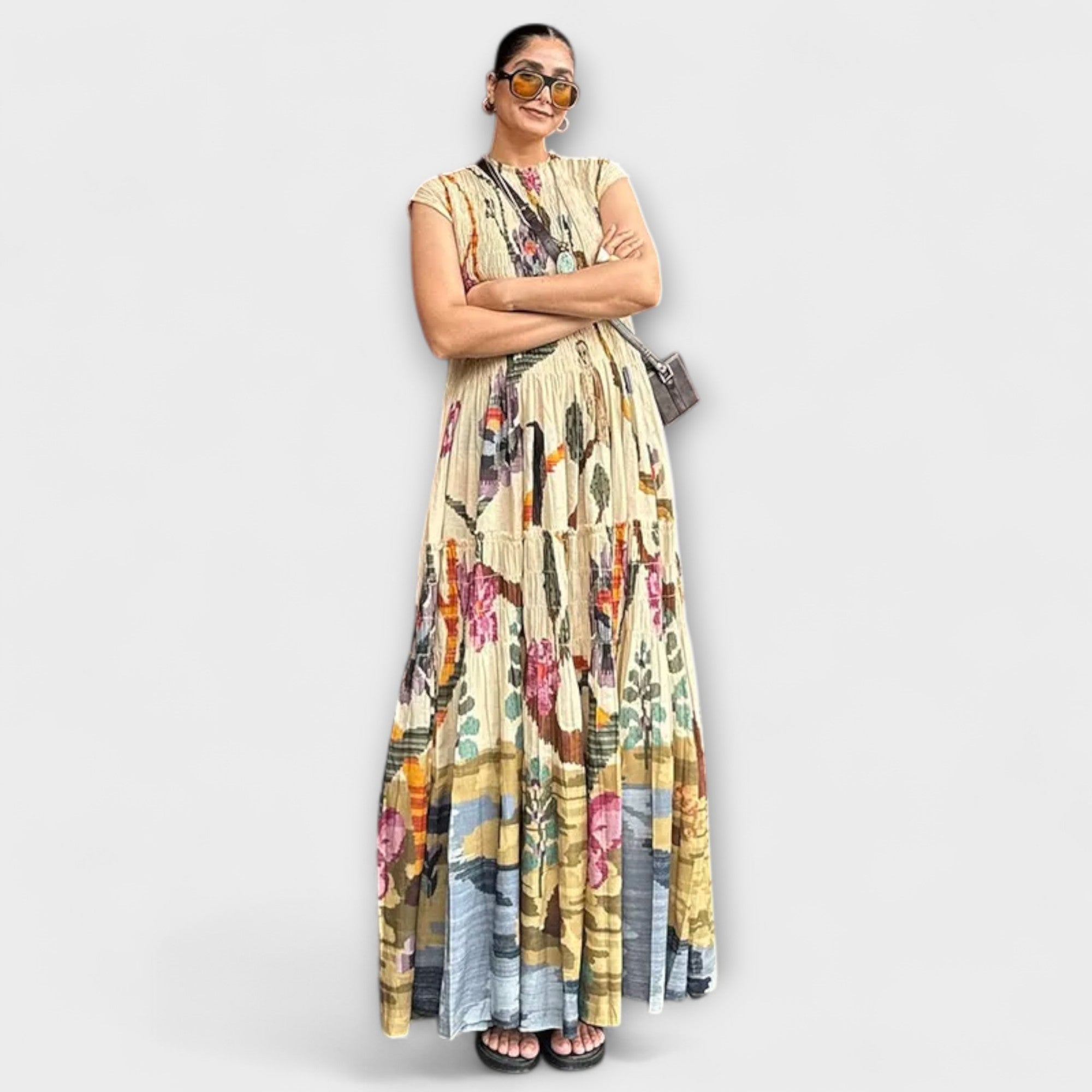 Evka ™ ｜Eleganta plisserade klänningar med långa ärmar