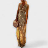 Augustína ™ ｜Plyschklänning med V-ringning och paljettdekorationer