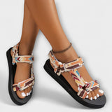 Nora™ ｜Sommar platta dam sandaler av hampa rep