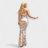 Thalia ™ ｜ Blommönstrad festklänning med knytband