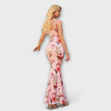 Thalia ™ ｜ Blommönstrad festklänning med knytband