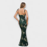 Thalia ™ ｜ Blommönstrad festklänning med knytband