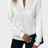 Alena™| Damstickad tröja med dragkedja