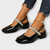 Celandra ™ ｜ Mary Janes med glittrande remmar och blockklack