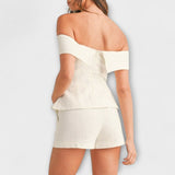 Olivia ™ ｜Vit bomull- och linne-set i två delar