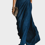 Anita™| Elegant set av skjorta och lång kjol i en blandning av bomull och linne i mörkblå färg