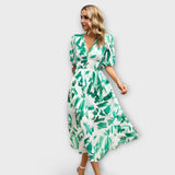 Frederika ™ ｜Abstrakta Maxi-Klänningar med Puffärmar