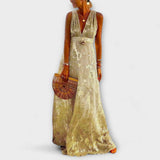 Augustína ™ ｜Plyschklänning med V-ringning och paljettdekorationer