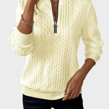 Alena™| Damstickad tröja med dragkedja