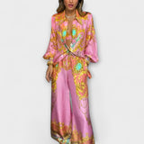 Sage ™ ｜ Avslappnad skjorta med sjöjungfru och elastiska byxor med hög midja