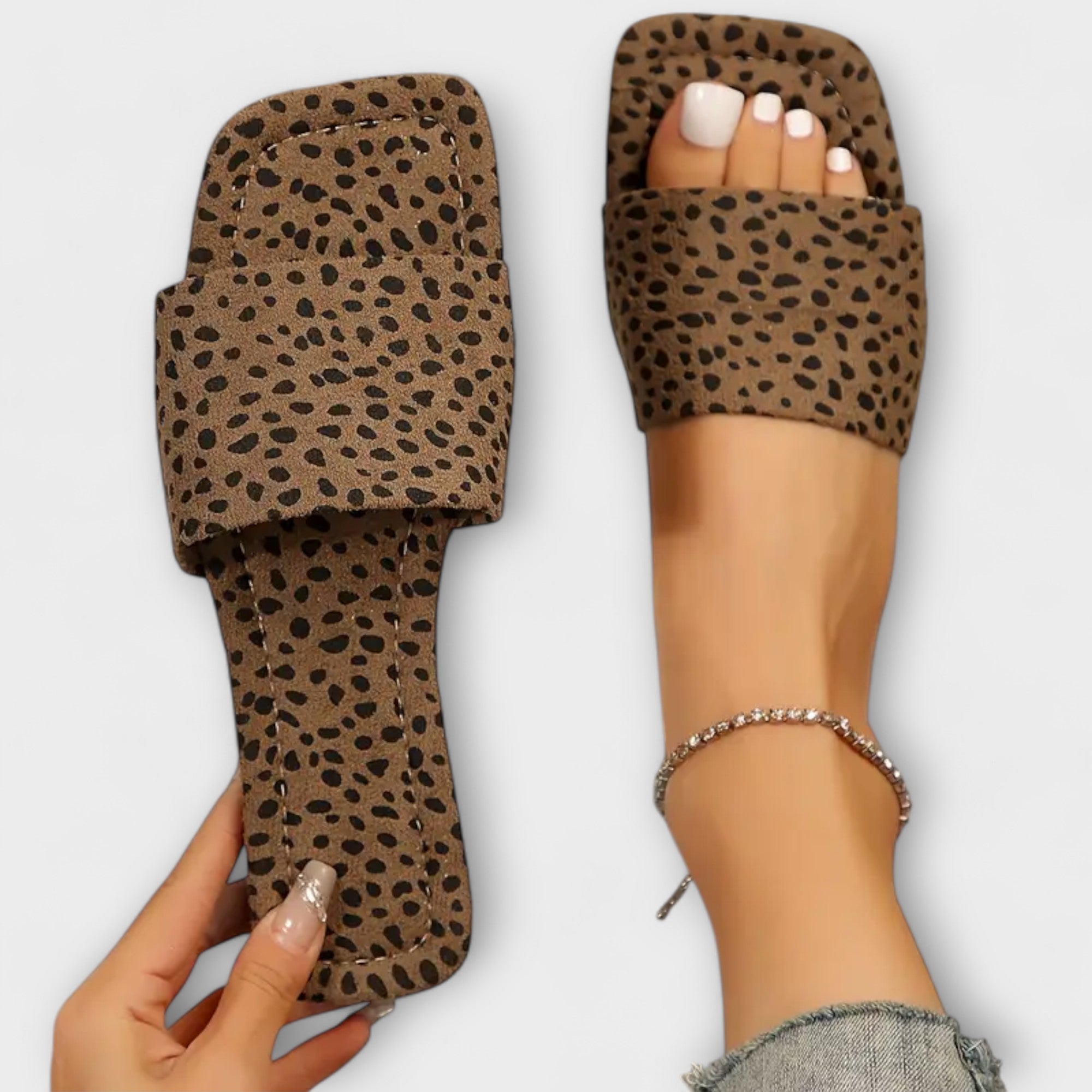 Rebeka™ ｜Platta sandaler med leopardmönster