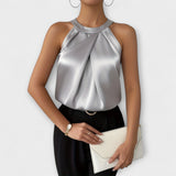 Skye ™ ｜ Snygg satinblus med off-shoulder design