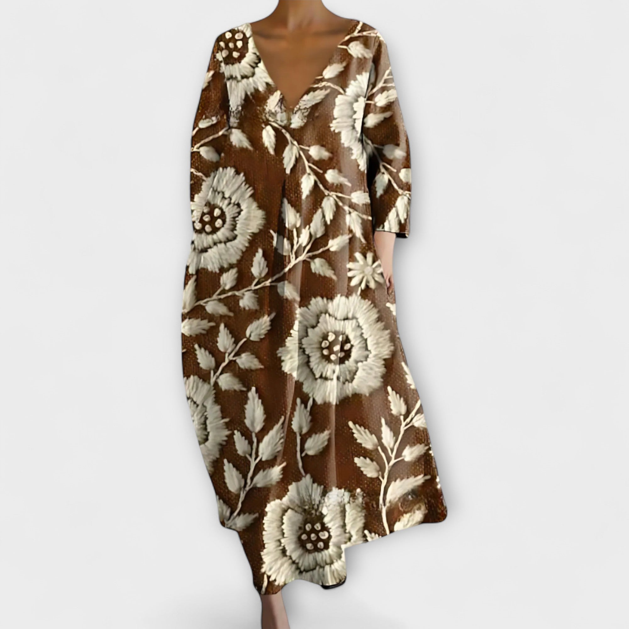 Fiona ™ ｜ Långa, färgglada klänningar med V-urringning