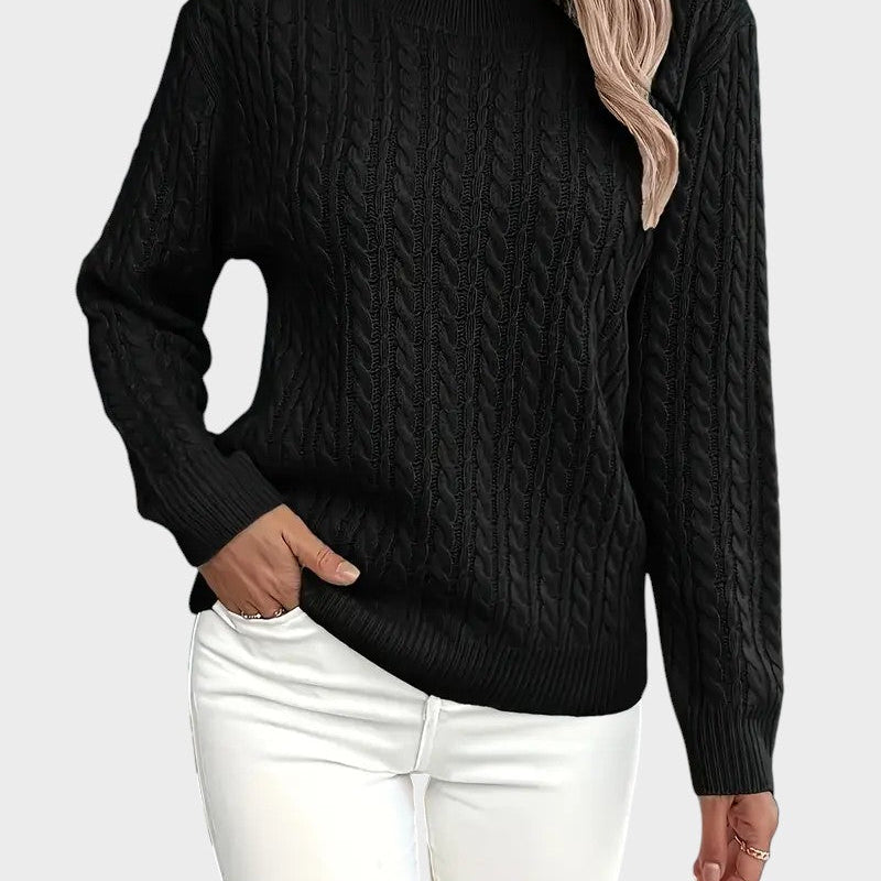 Jana™ ｜Damsk stickad tröja med flätmönster 