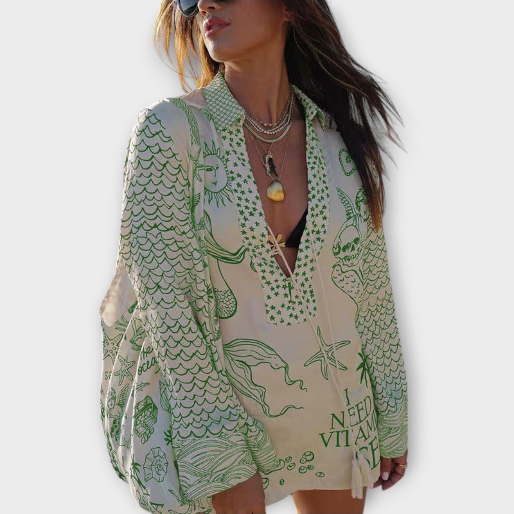 Liv ™ ｜Satinset med droppar och shorts