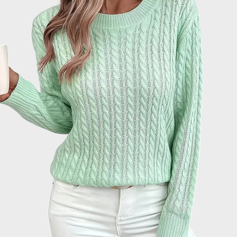 Jana™ ｜Damsk stickad tröja med flätmönster 