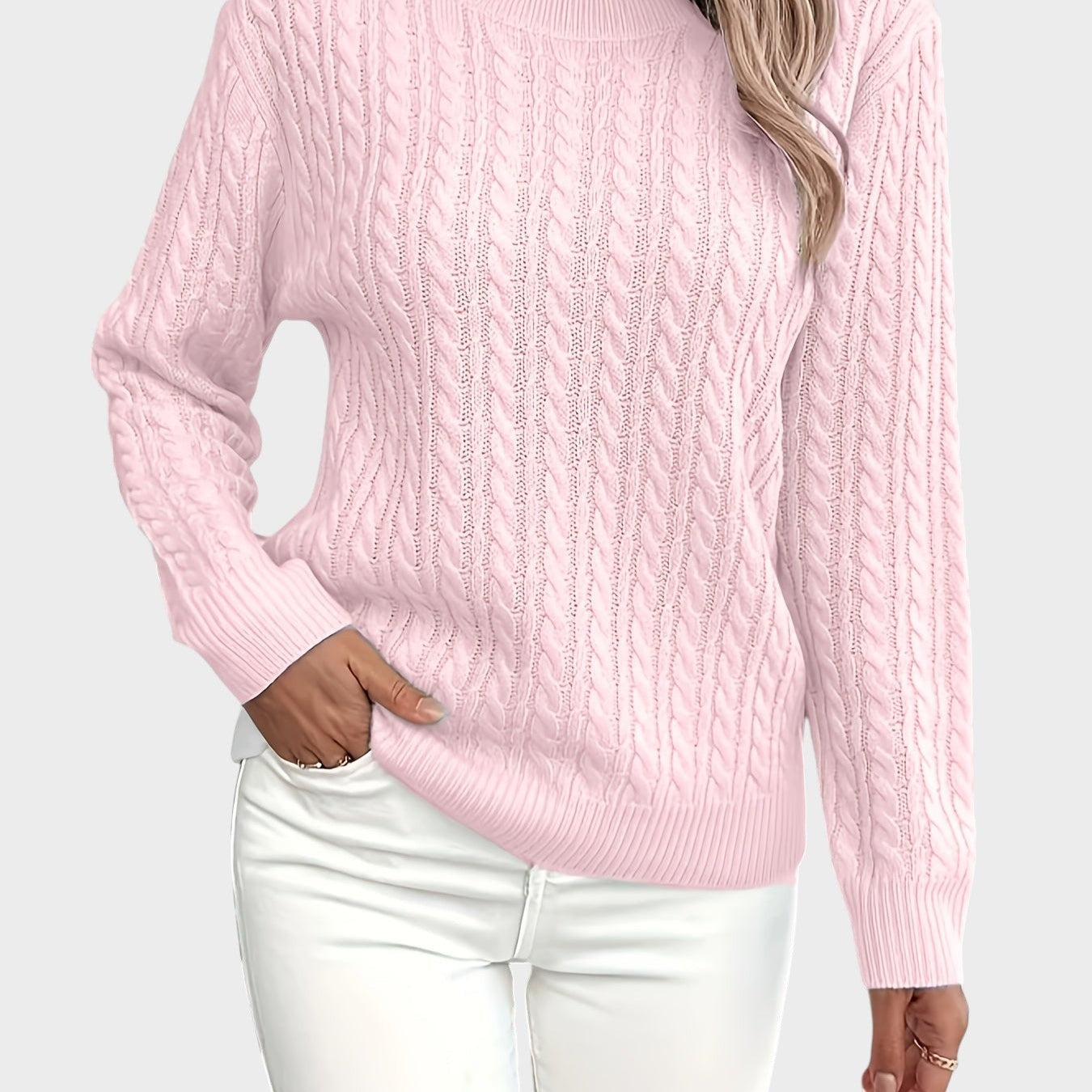 Jana™ ｜Damsk stickad tröja med flätmönster 