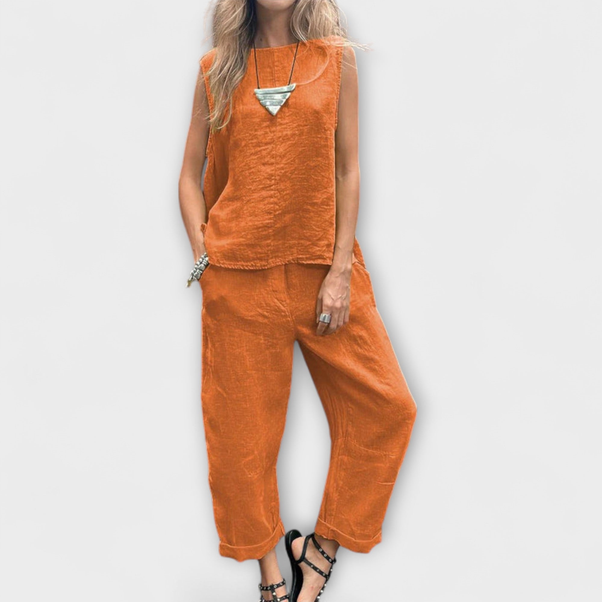 Jennifer ™ ｜Avslappnad outfit i bomull och linne