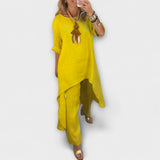 Tabea - Linneklänning med rundad halsringning