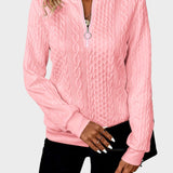 Alena™| Damstickad tröja med dragkedja