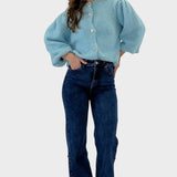 Júlia ™ ｜Jeans med vida ben – Kunglig blå 