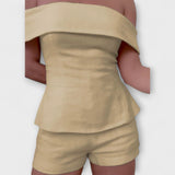 Olivia ™ ｜Vit bomull- och linne-set i två delar