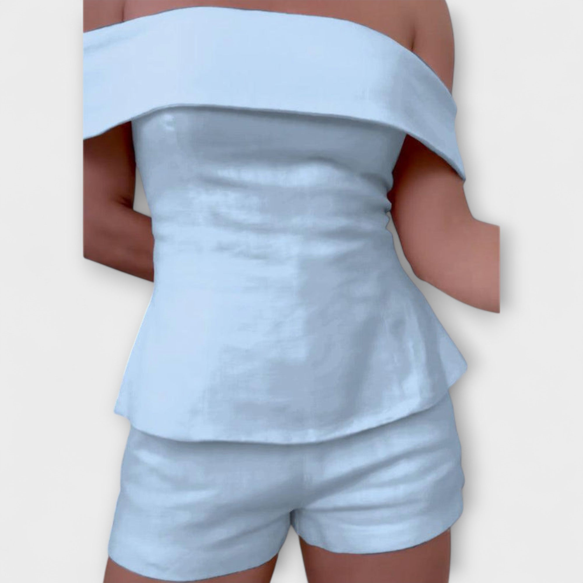 Olivia ™ ｜Vit bomull- och linne-set i två delar